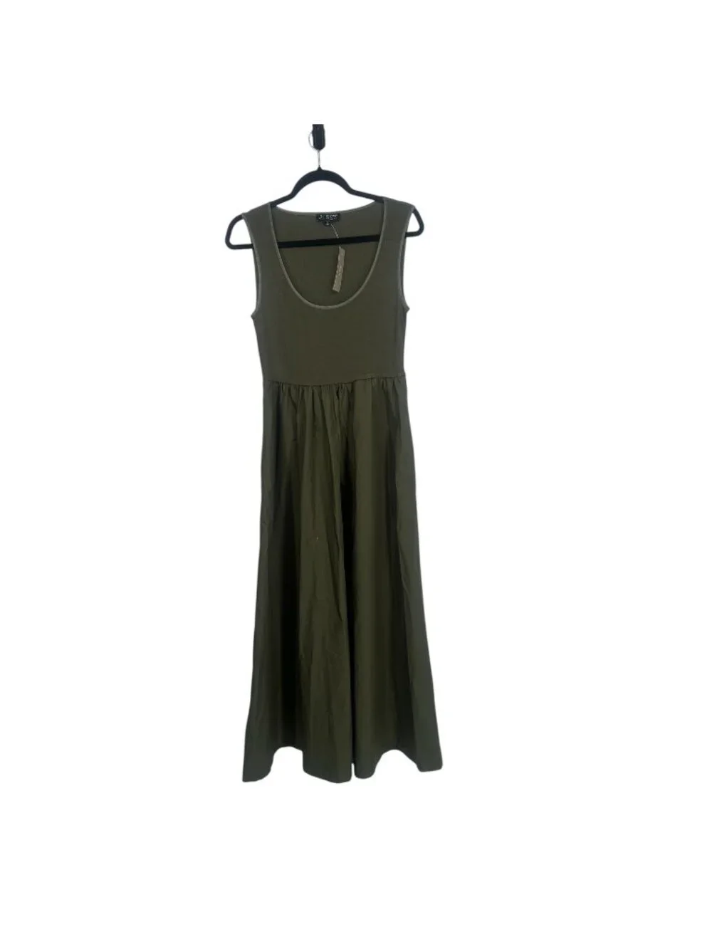J.Crew Dress Small Green Dark Capers Scoopneck Mixy Maxi Minimalist Preppy NWT